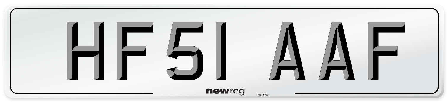 HF51 AAF Number Plate from New Reg